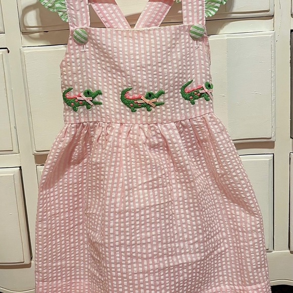 Petit Ami Pink and Green Alligator Dress - Picture 1 of 1